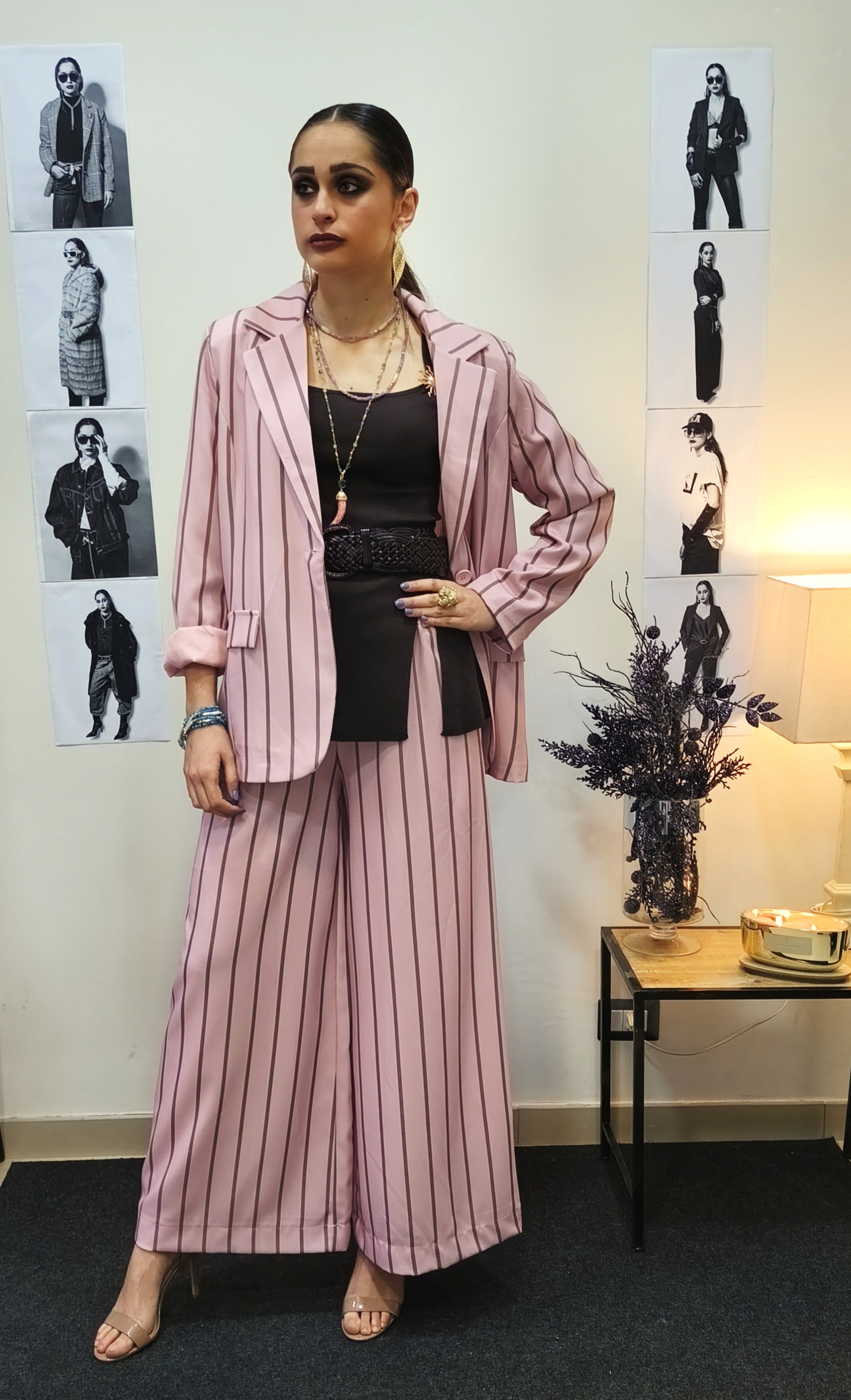 COORDINATO A RIGHE. PANTALONE CON ELASTICO IN VITA