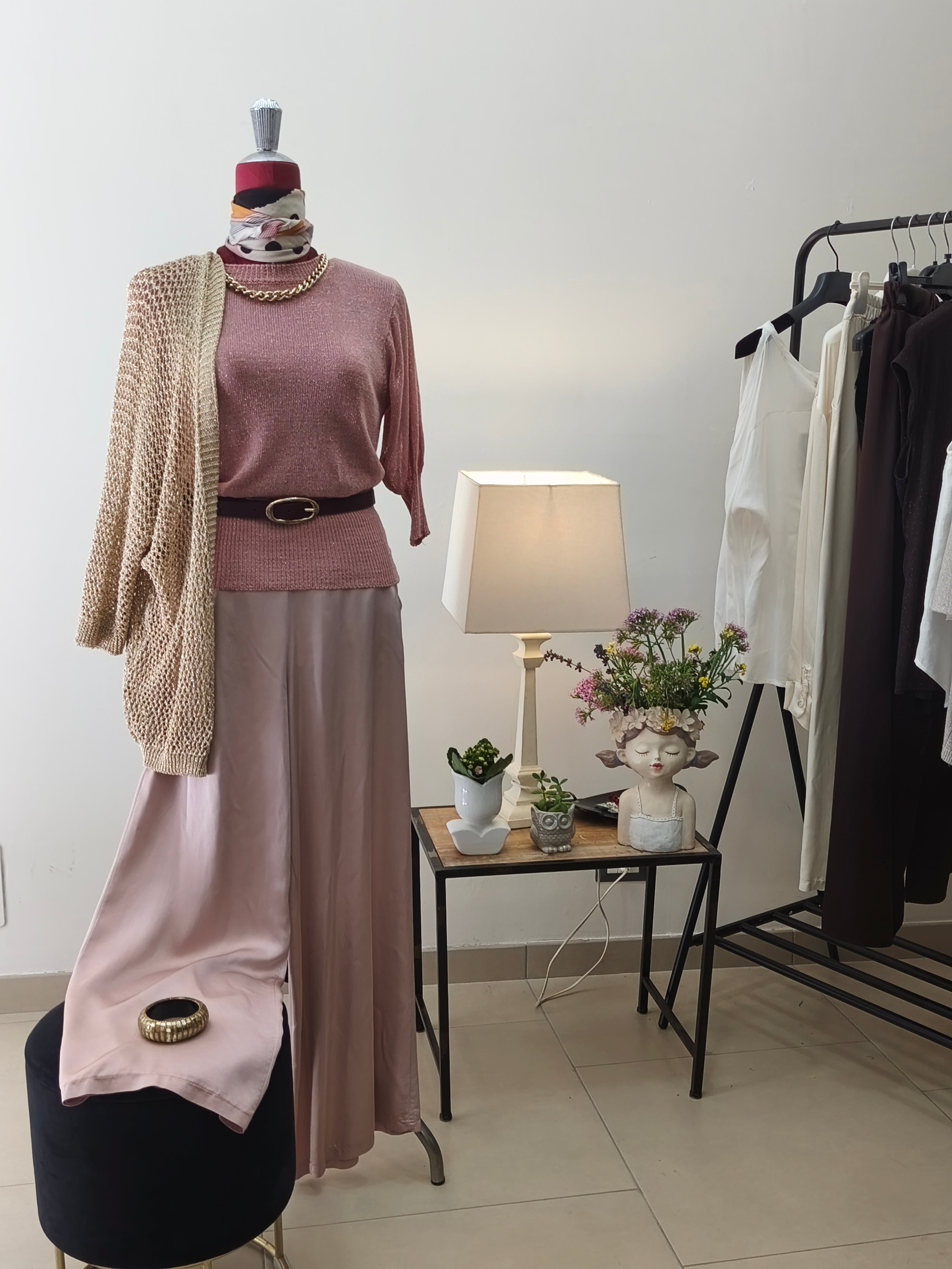 PANTALONE SATIN A PALAZZO CON TASCHE DAV.