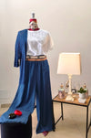 PANTALONE IN COTONE EFFETTO JEANS CON ELASTICO IN VITA