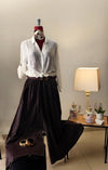 CAMICIA MISTO LINO CON LACCI SULLE MANICHE