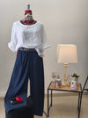 PANTALONE BALOON IN COTONE EFFETTO DENIM-CON ELASTICO IN VITA