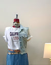 GILLET DENIM CHIARO INTERNO COL. VERDE FLOU